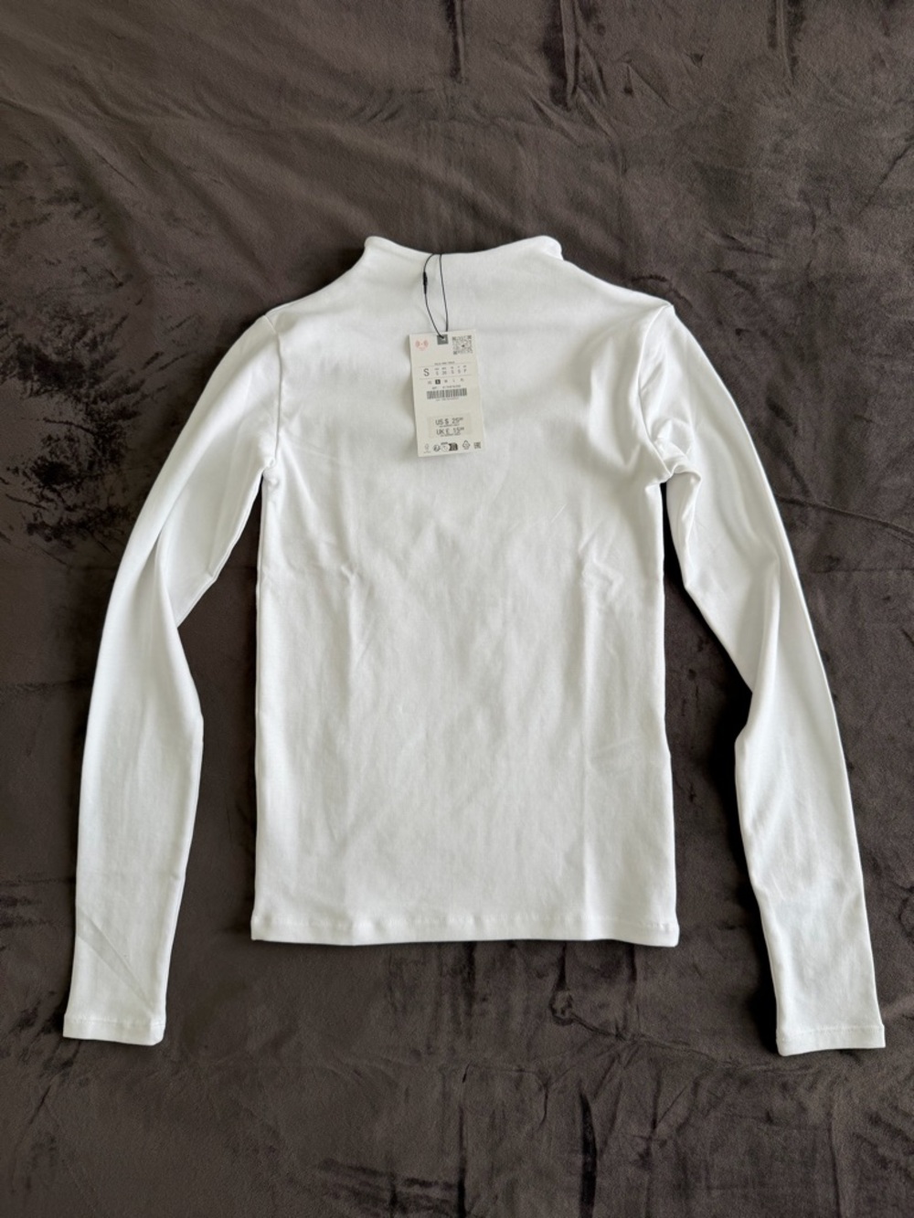 Zara White Long Sleeve Mock Neck Top NWT